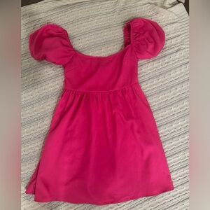 Pink puff sleeve dress